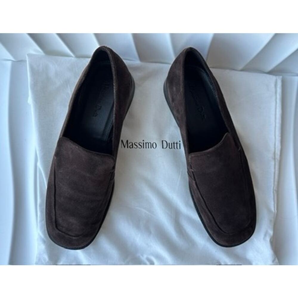 Massimo Dutti Square Suede Loafers Chocolate Brown - image 2